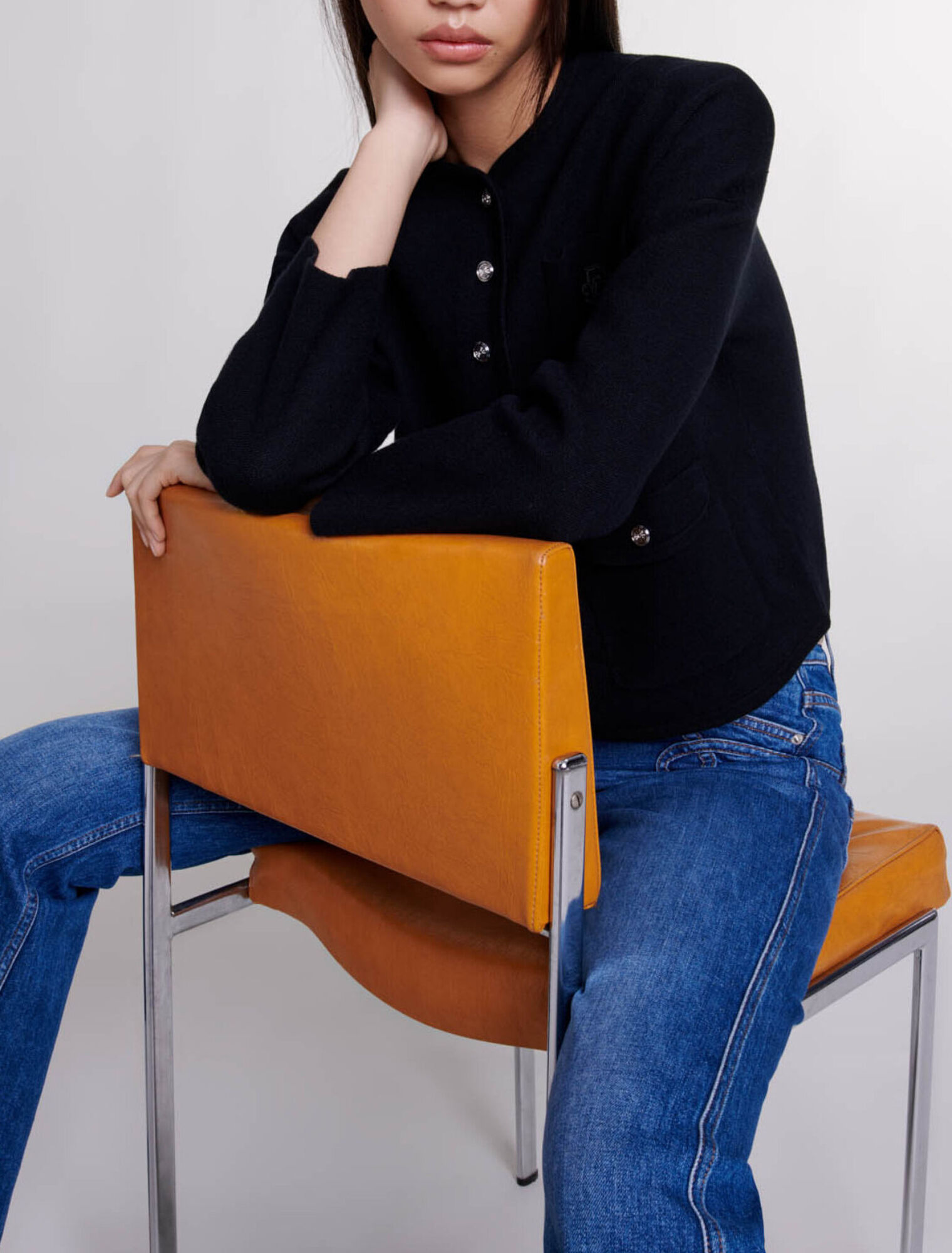 Cropped knit cardigan