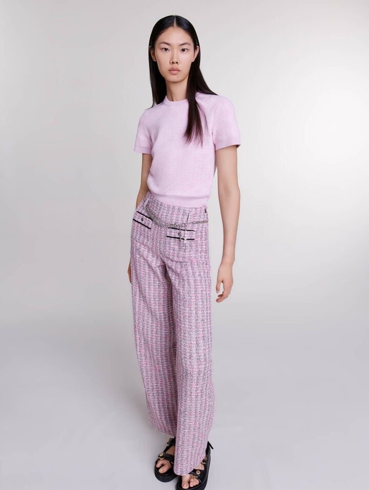 Pantalon large en tweed