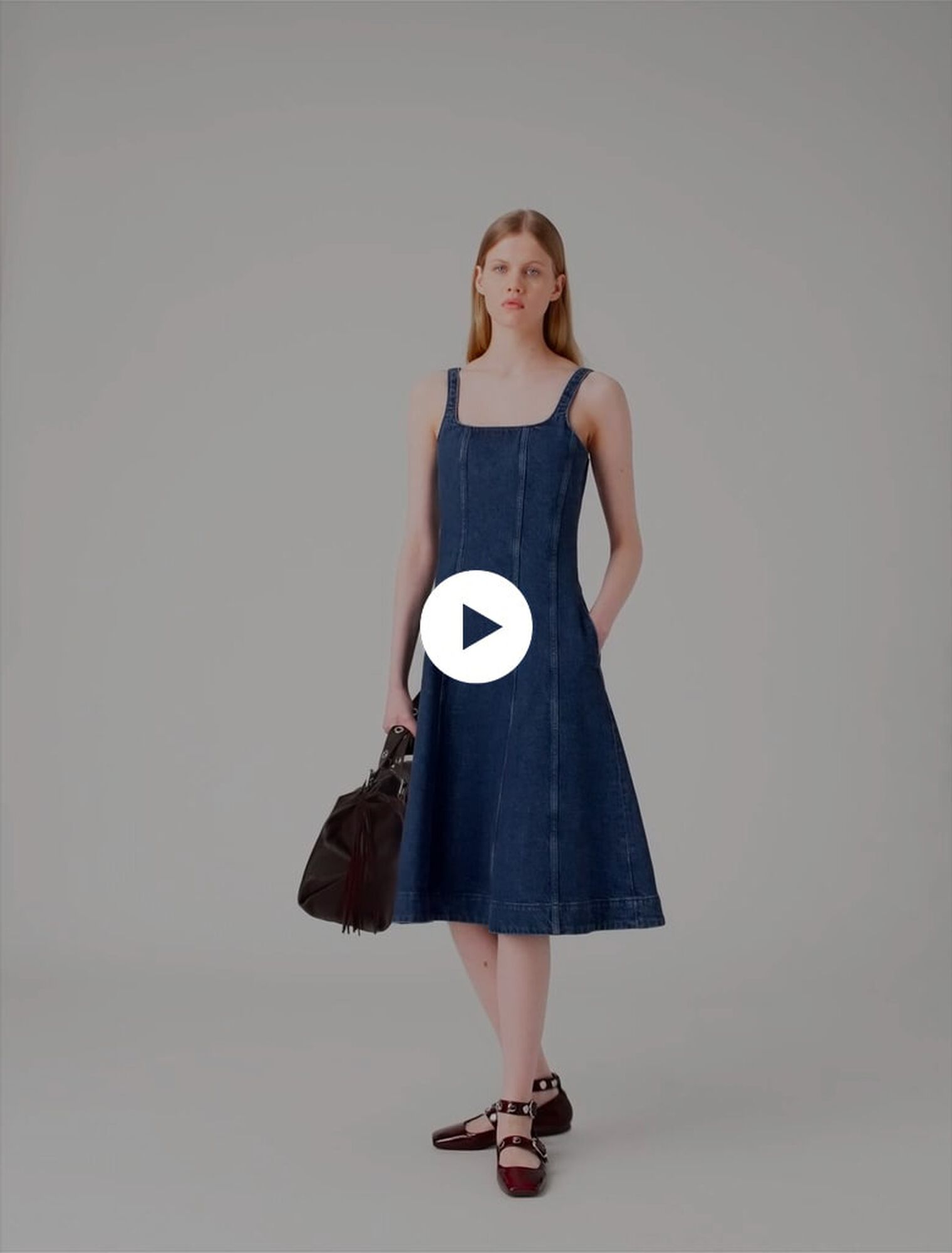 Maxi denim babydoll dress