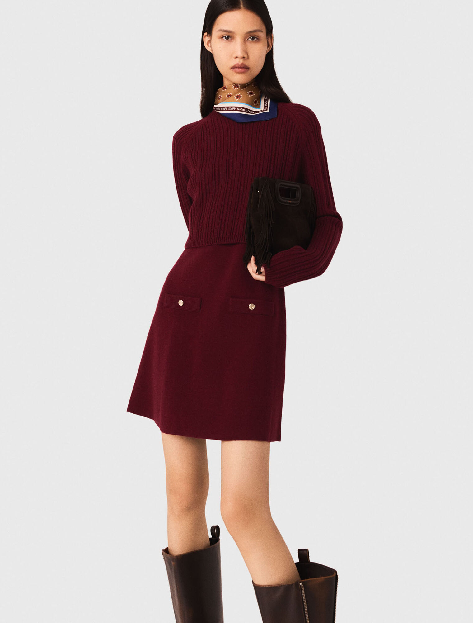 Knit dress with removable sweater