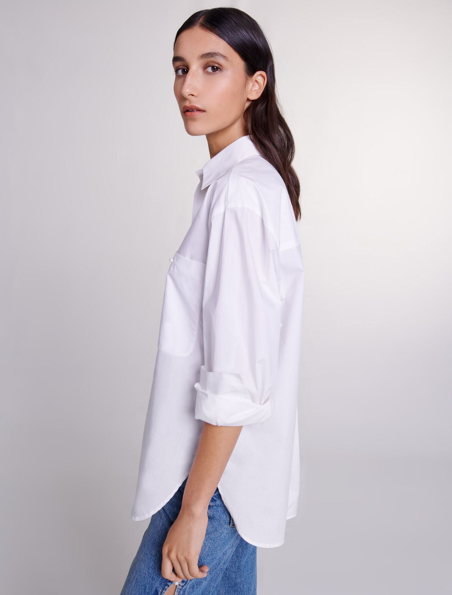 Chemise en popeline de coton blanche