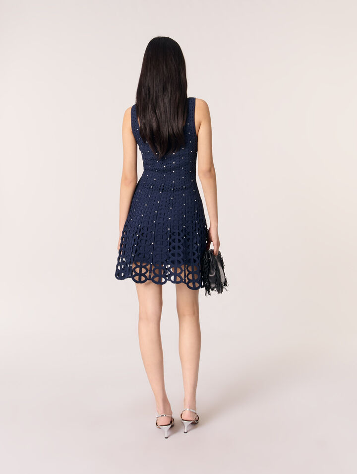 Rhinestone crochet mini dress