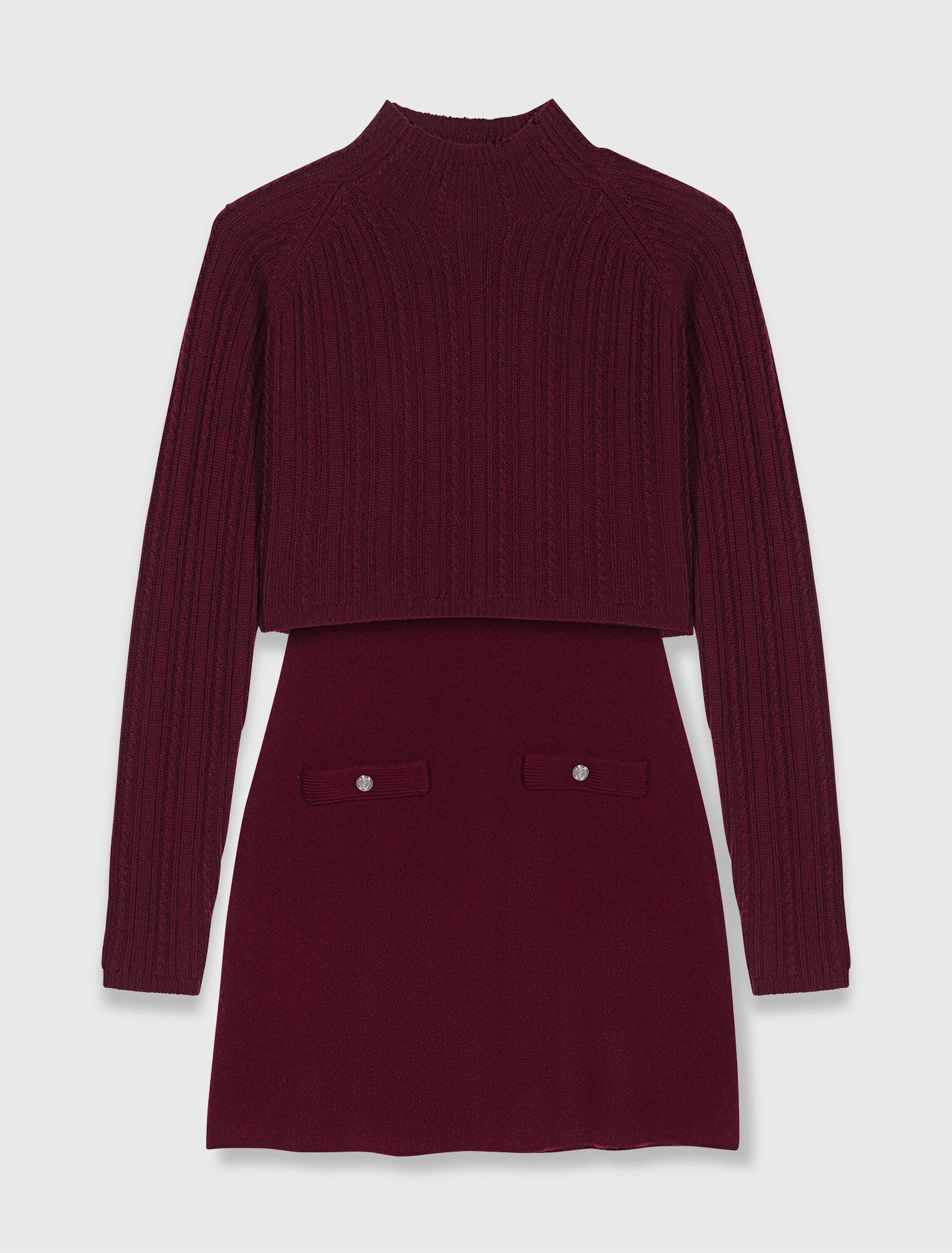 Knit dress with removable sweater