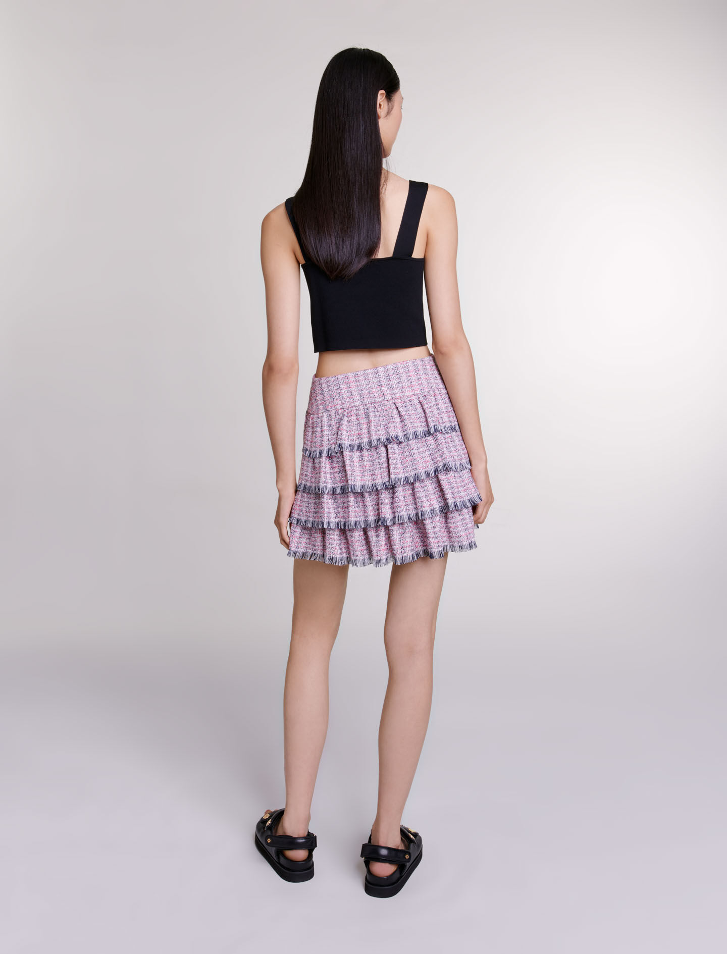 【mideal】tweed mini skirt Short tweed skirt