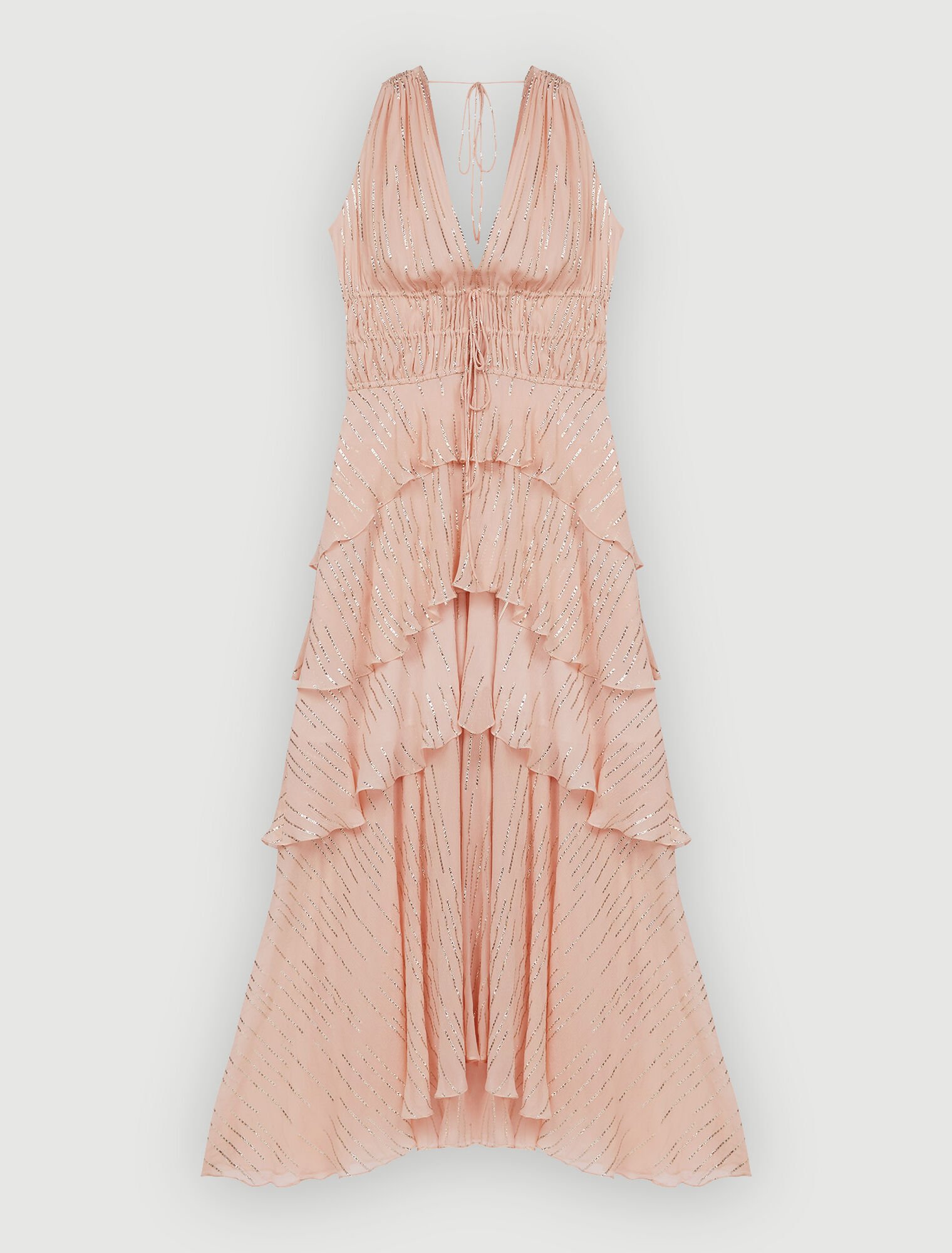 Silk and lamé ruffle dress