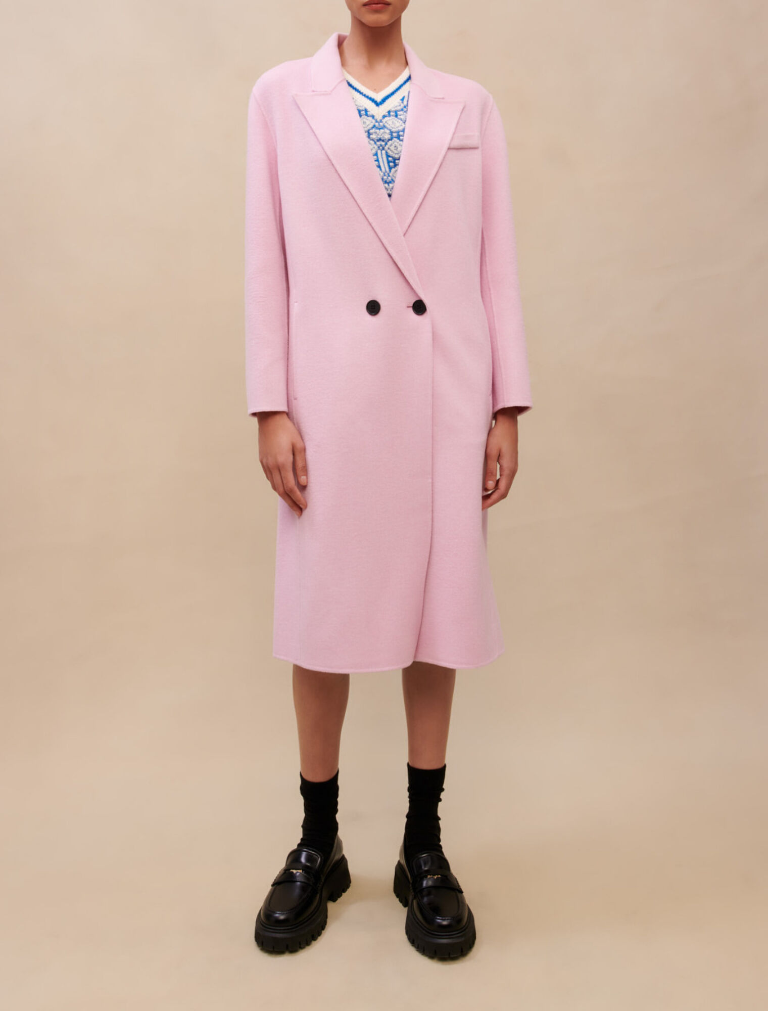 Pink wool coat