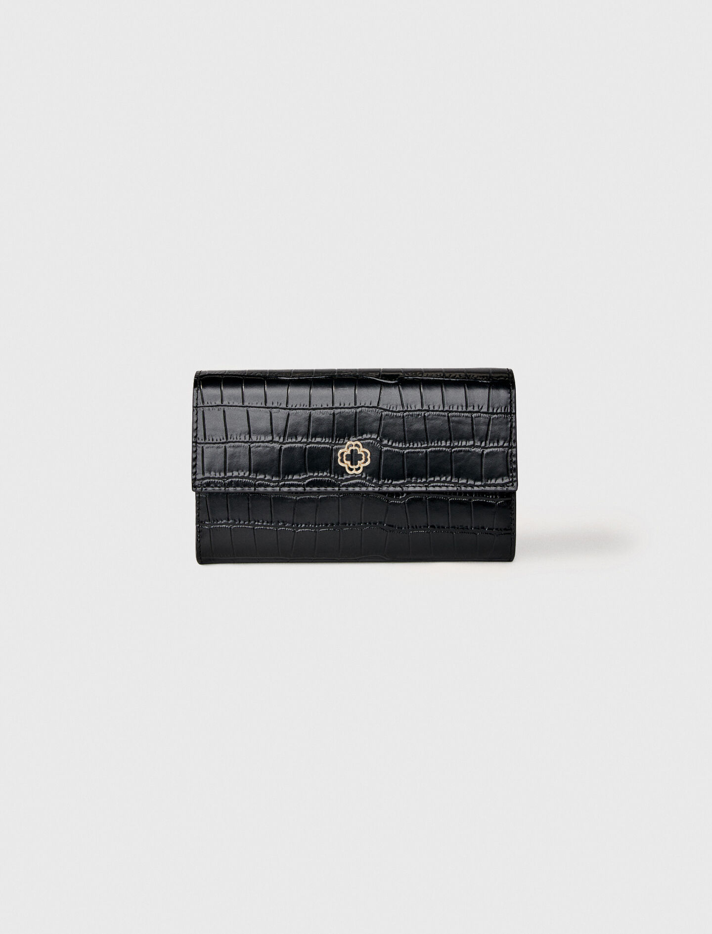 Croc-effect embossed leather bag Black / Gray For Women | Maje