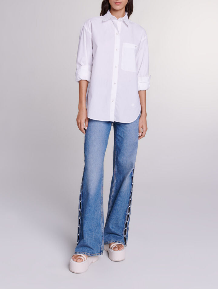 Chemise en popeline de coton blanche