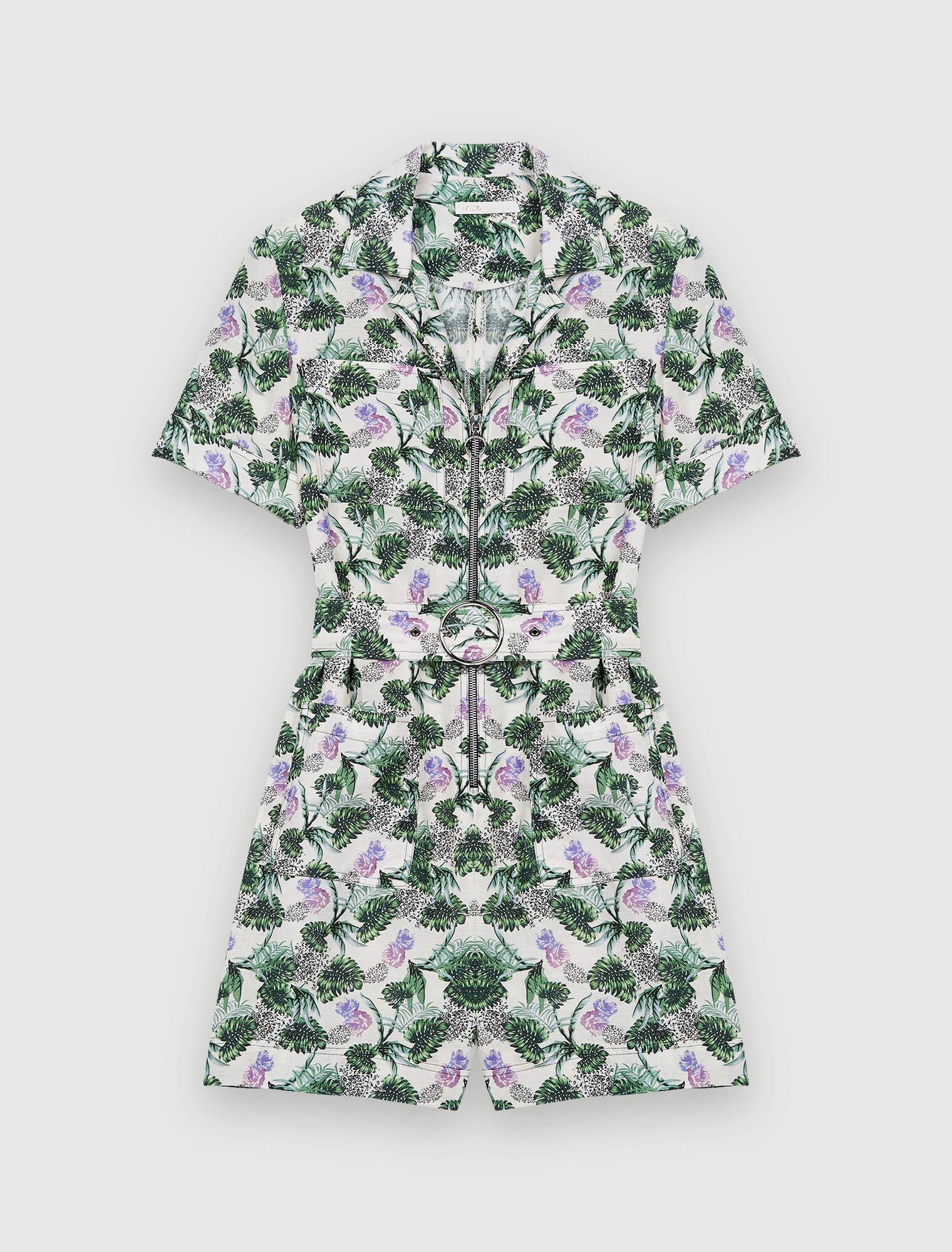 Combinaison short en viscose lin imprimé
