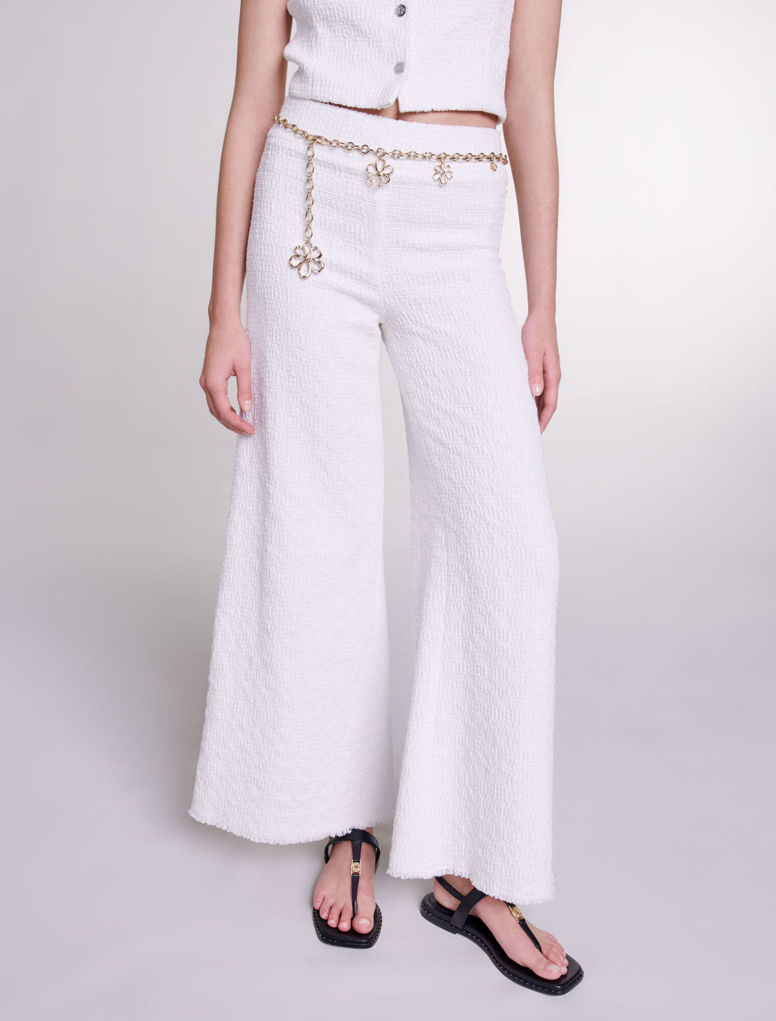 Pantalon large en tweed