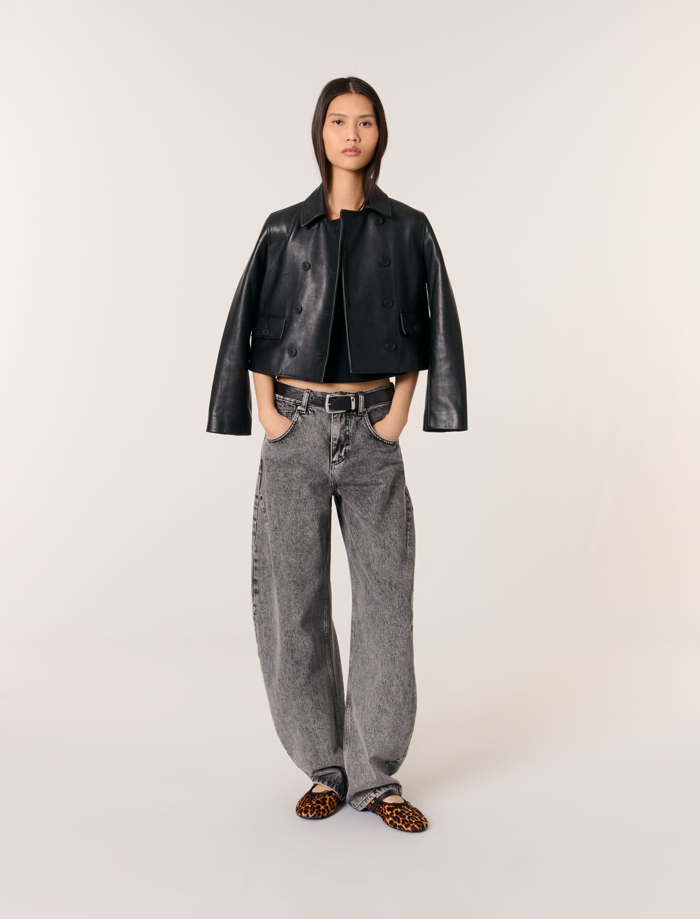 Cape-effect cardigan Black / Gray For Women | Maje