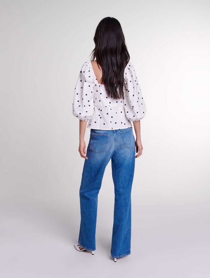 Top à manches bouffantes