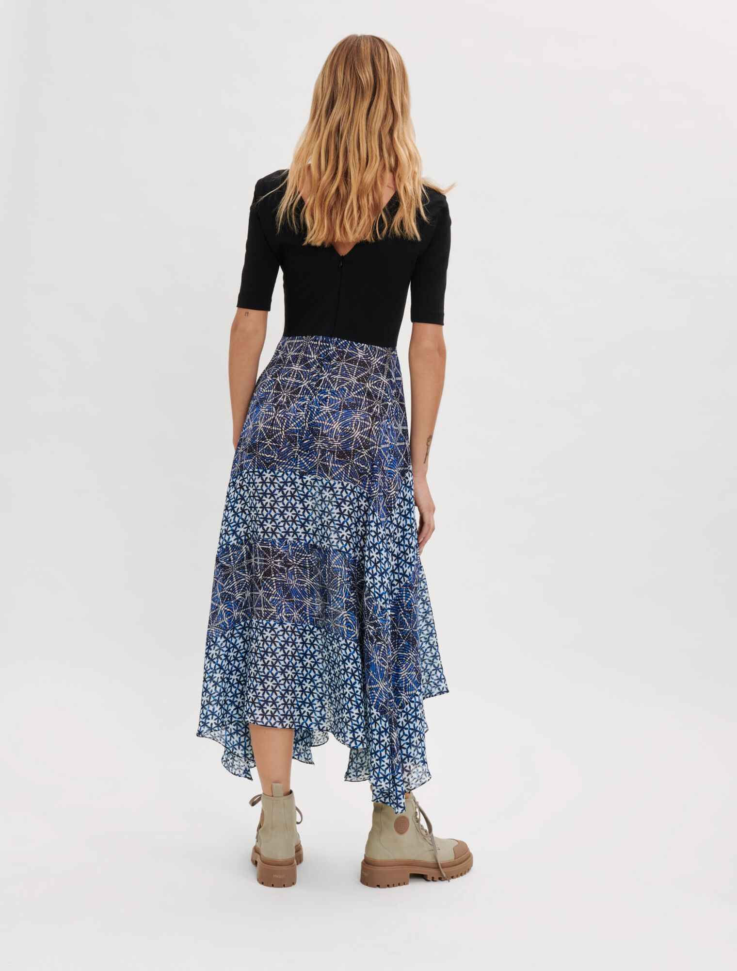 Printed trompe l’oeil dress 