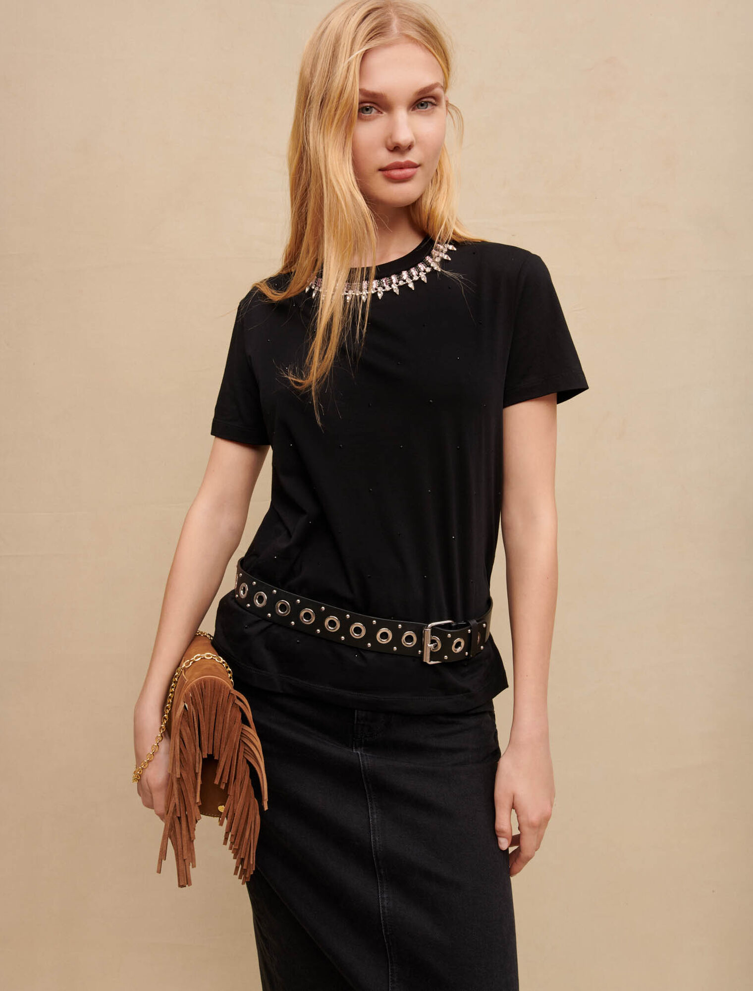 Tee-shirt en jersey à strass