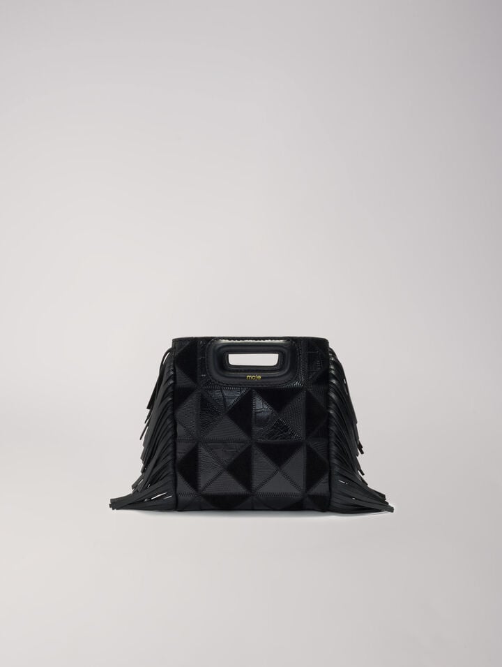 Sac M mini patché en cuir