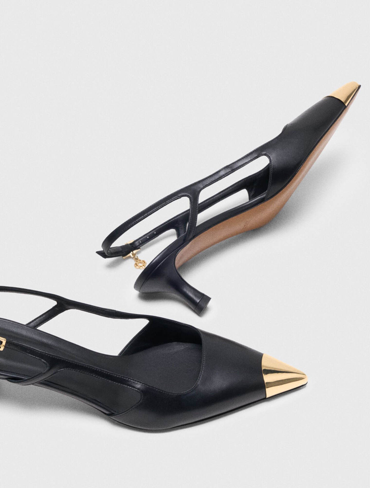 Escarpins slingback en cuir lisse