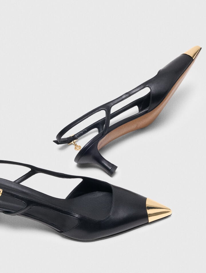 Escarpins slingback en cuir lisse