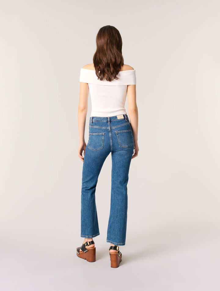 Rib knit bardot-neck top