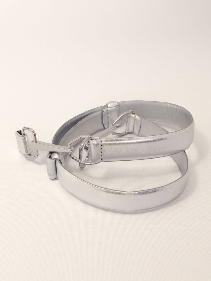 Ceinture en cuir m&eacute;talis&eacute;