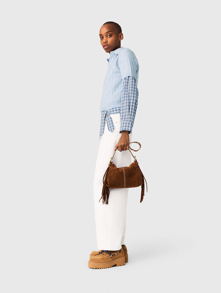 Cropped sweater with rhinestones