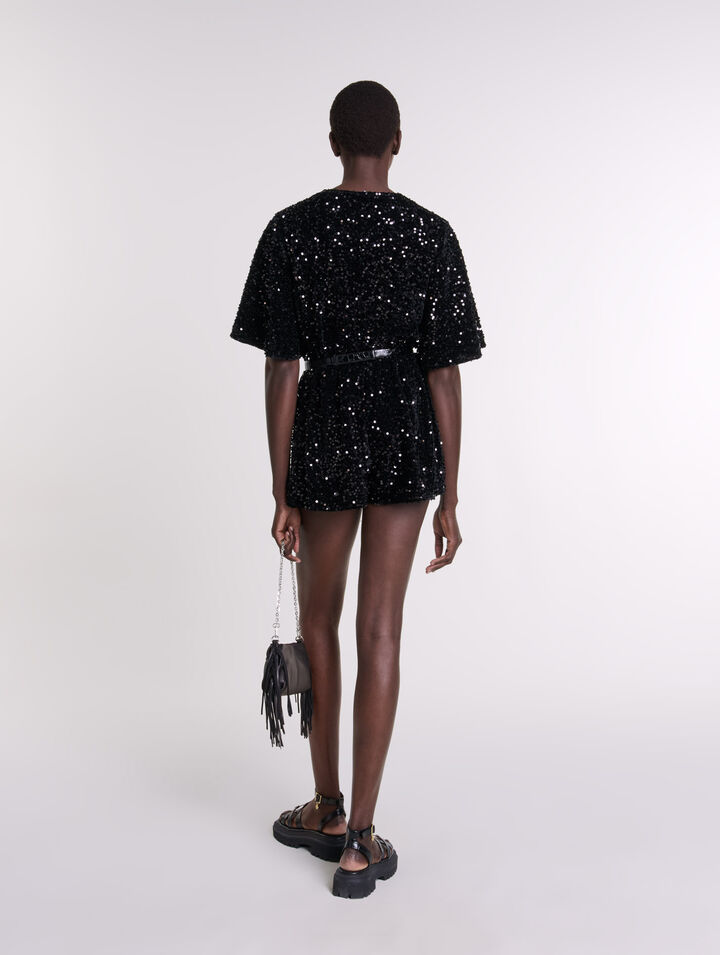 Combishort velours et sequins