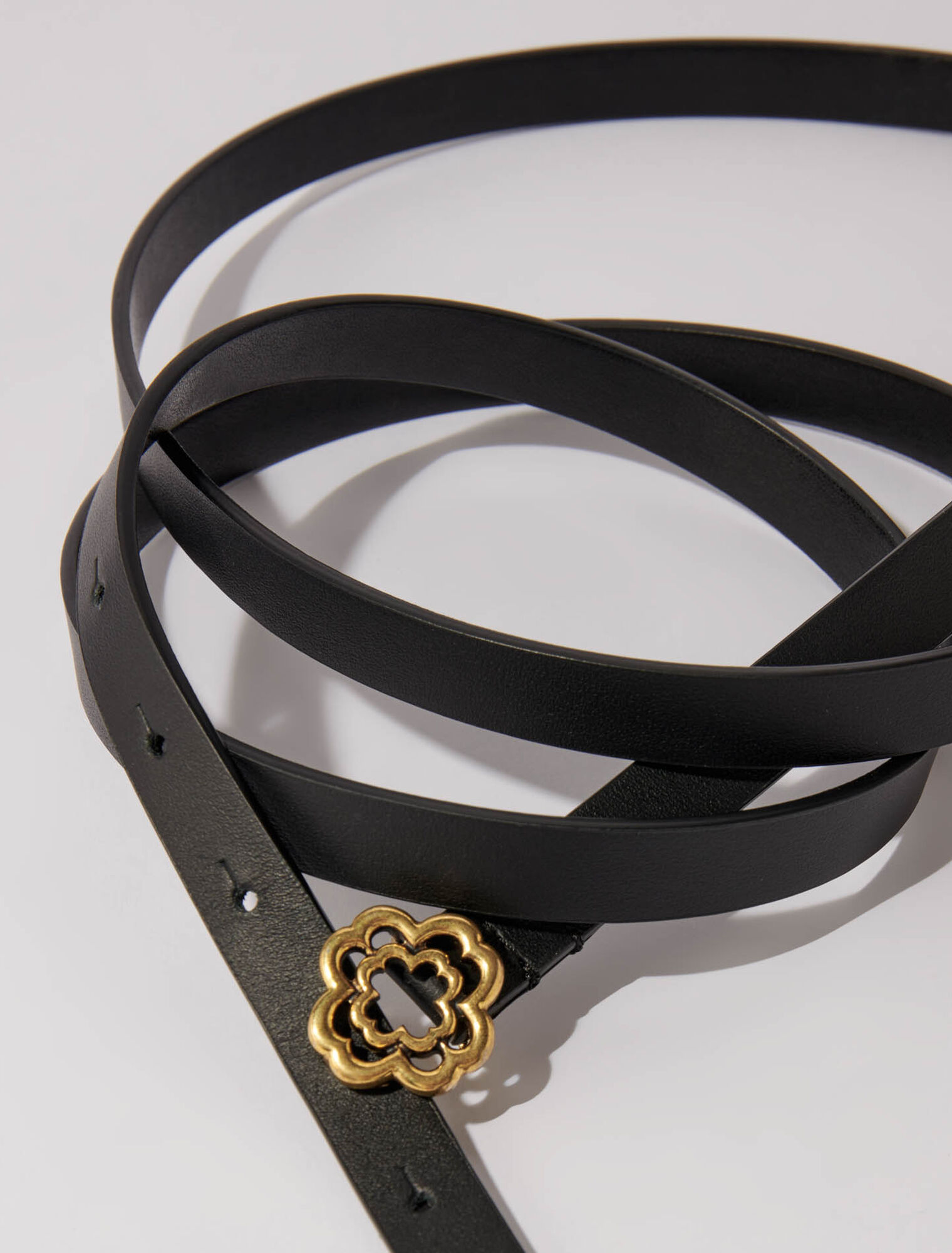 Ceinture fine en cuir double tour