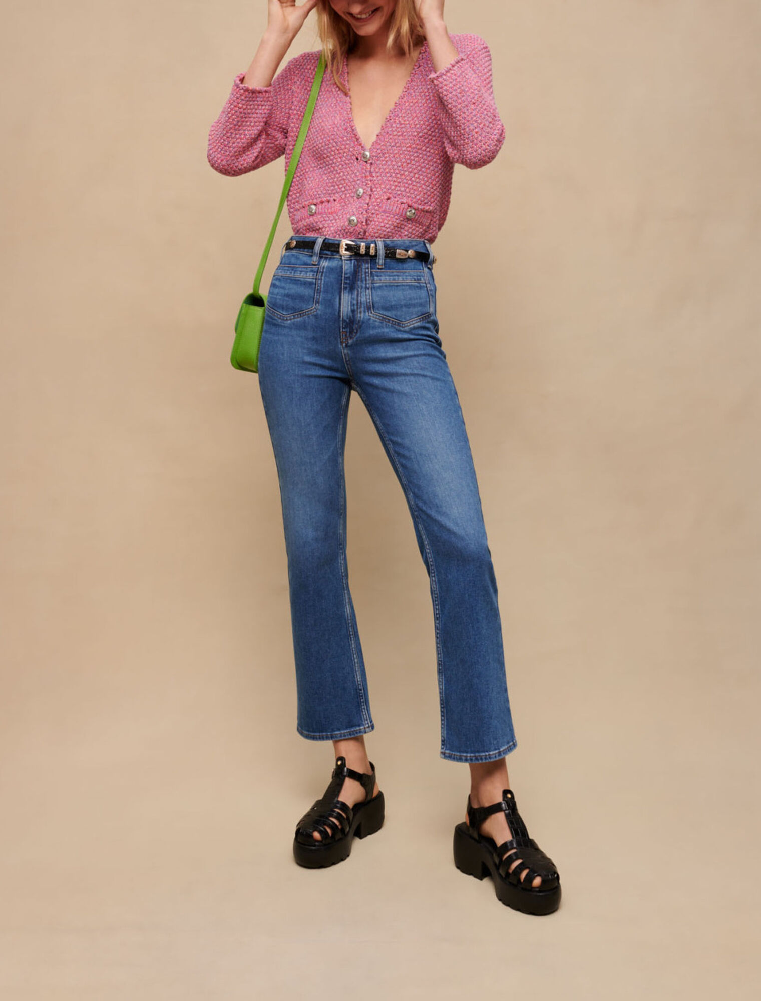 Faded denim jeans