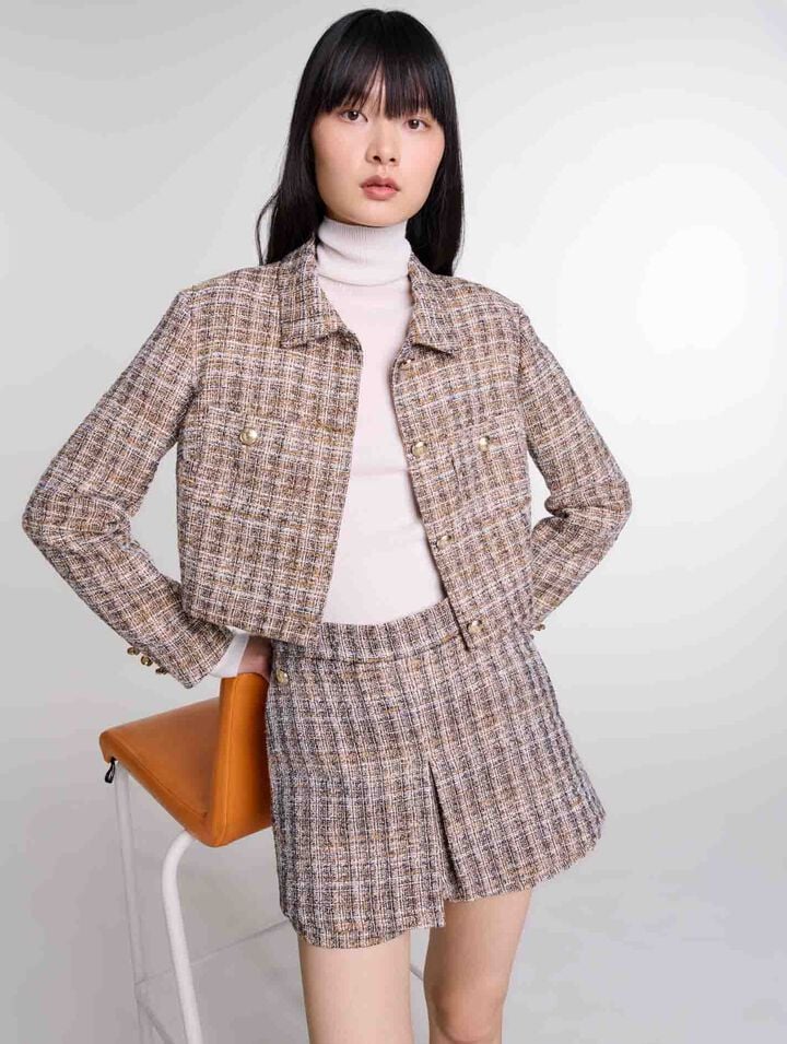 Short trompe l'œil en tweed