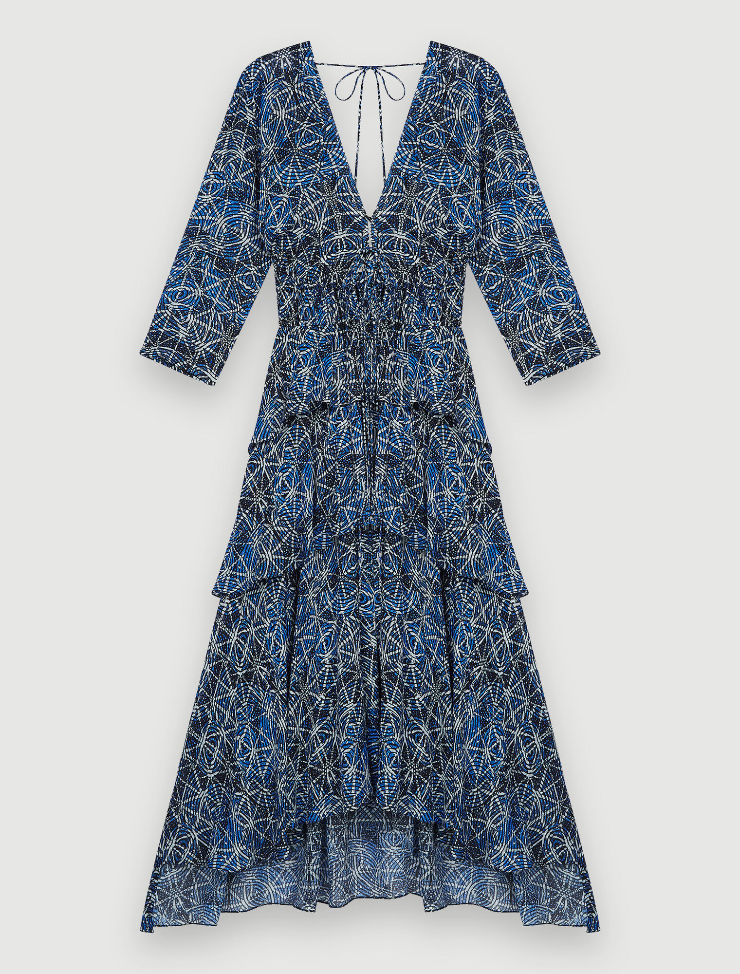 Robe à volants en viscose imprimée