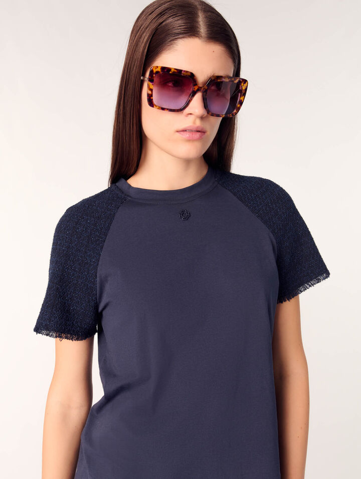 Tee-shirt à manches tweed
