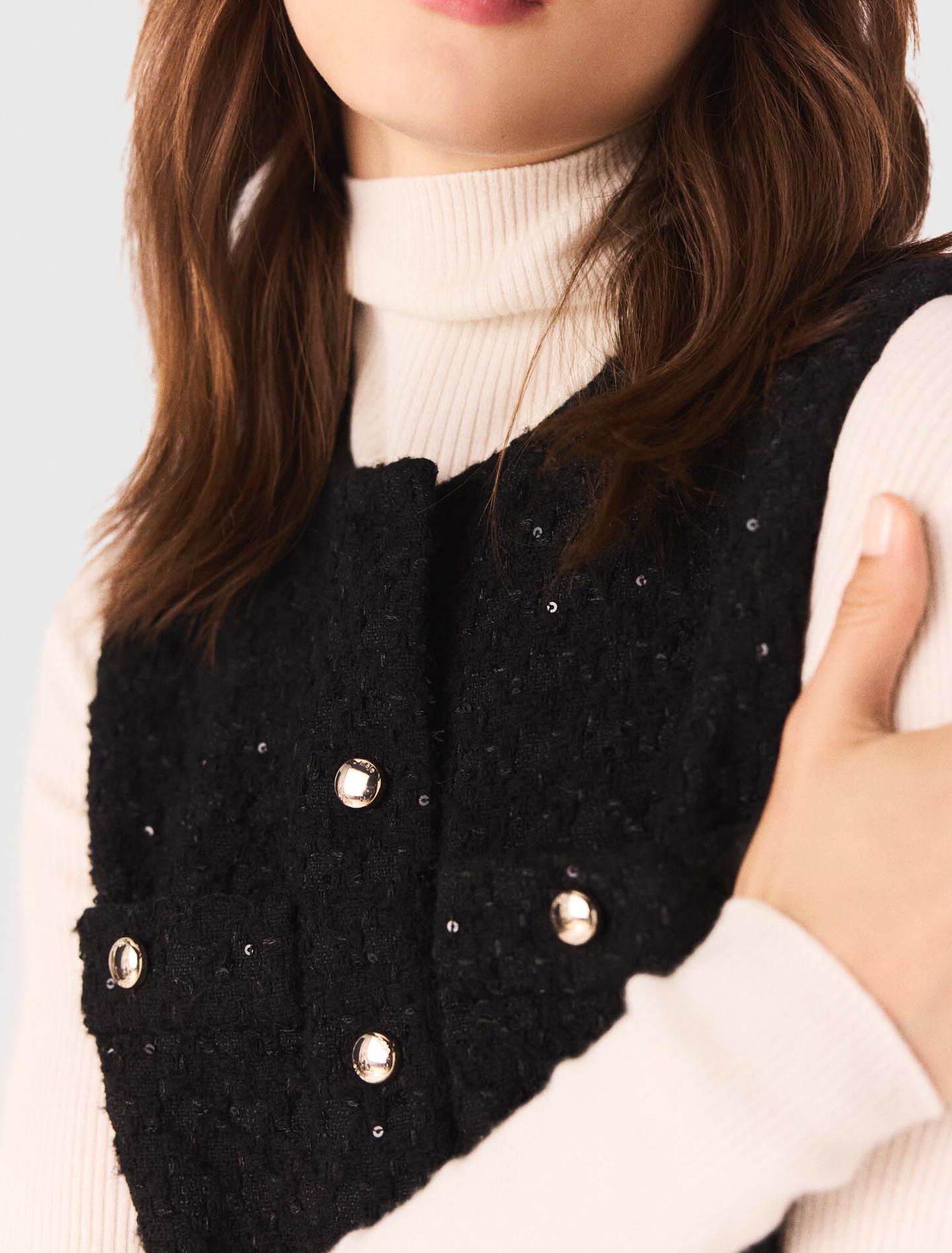 Combishort en tweed avec strass