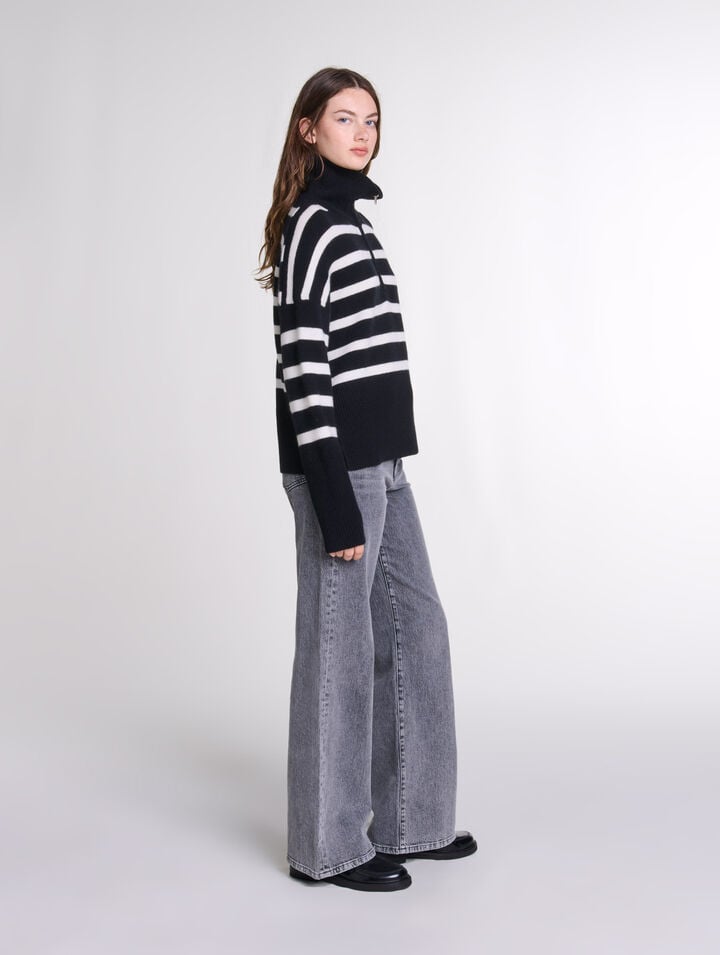 Stripe print high-neck jumper