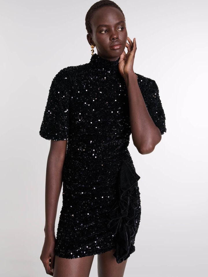 Robe courte velours et sequins