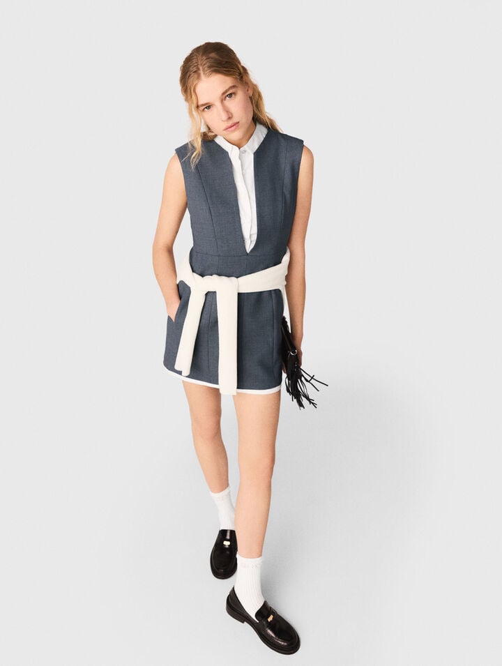 Layered-effect tailored dress