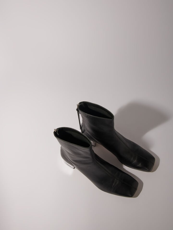 Bottines en cuir à bout carré