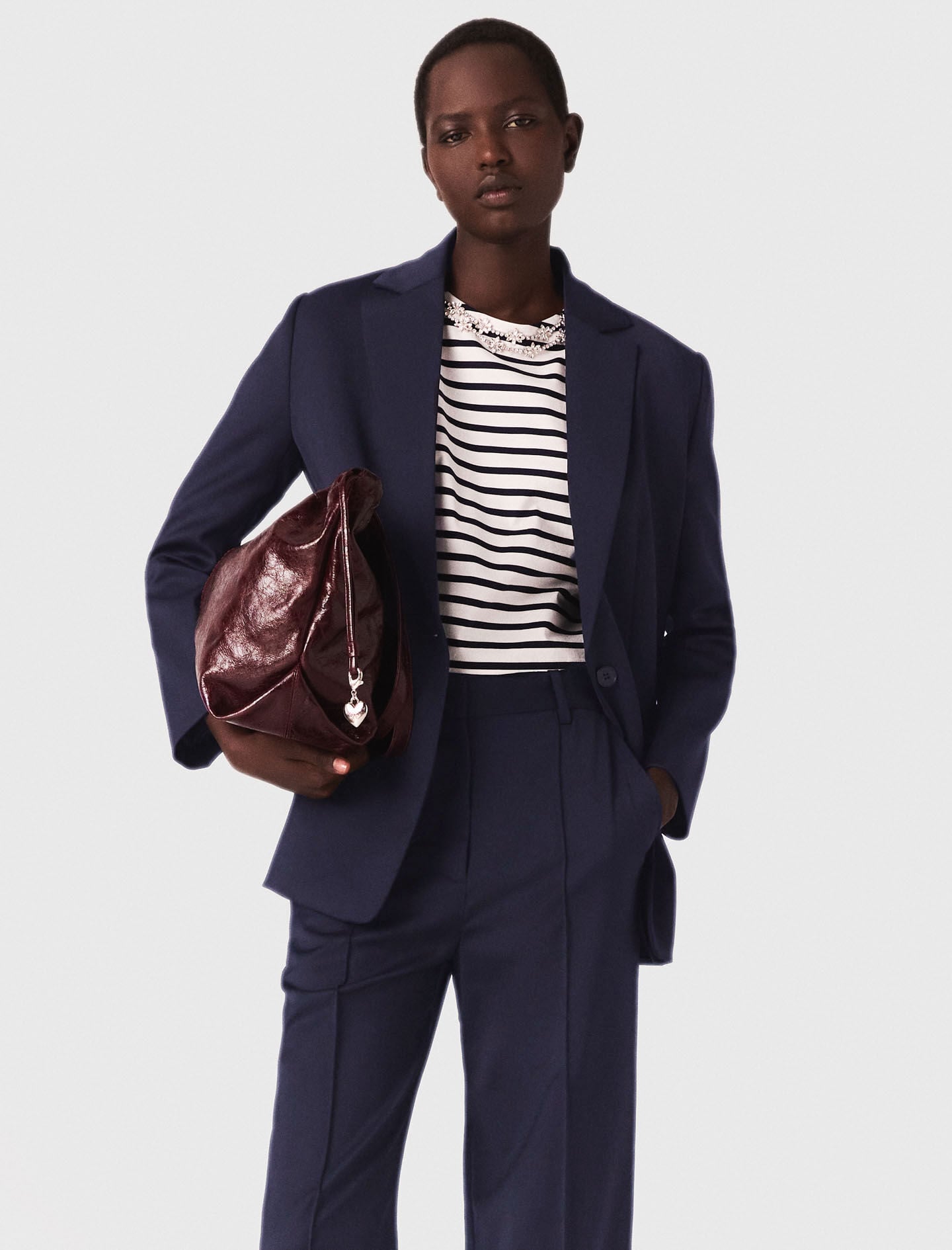 Suit jacket with pleated back Blue For Women | Maje