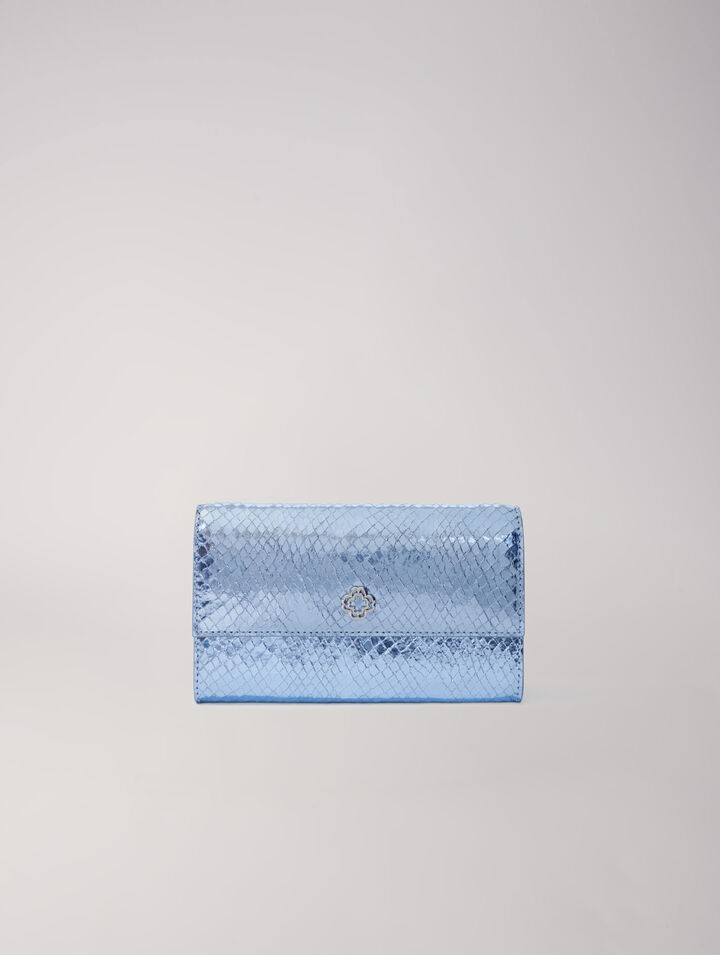 Pochette en cuir effet python