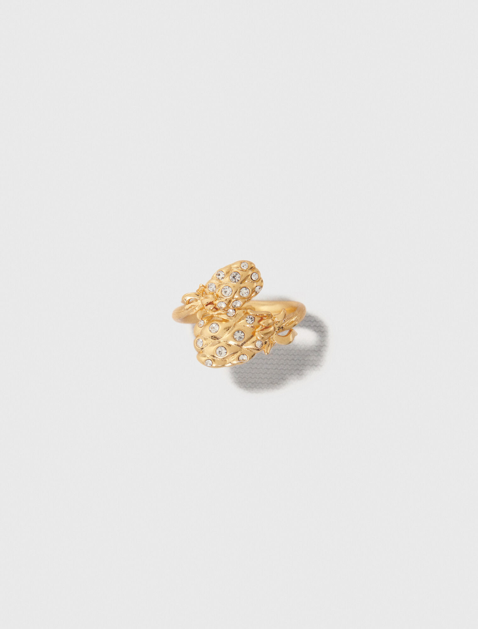 Bague double ananas &agrave; strass