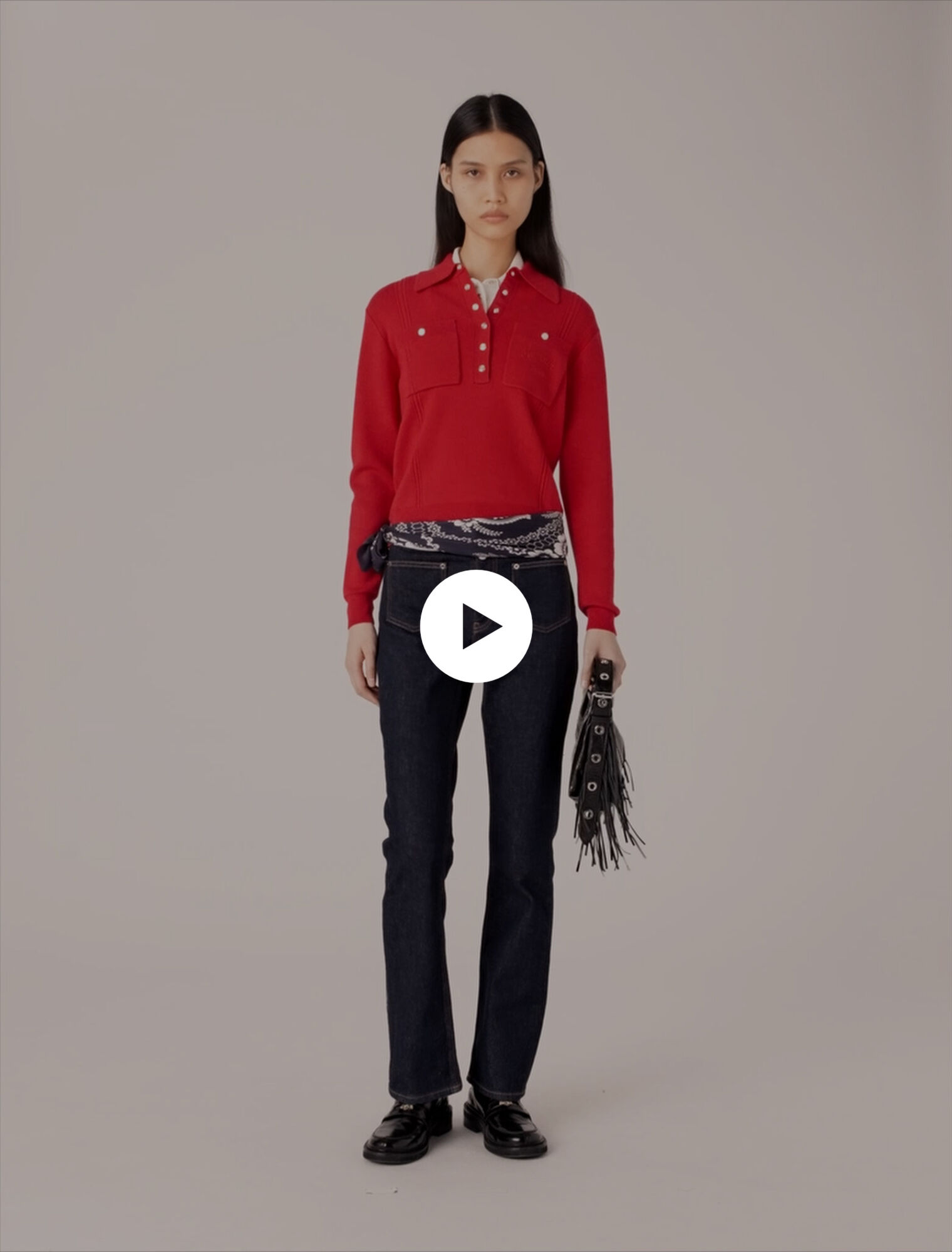 Polo collar sweater with embroidery