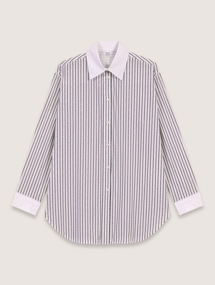 Chemise à rayures strassée