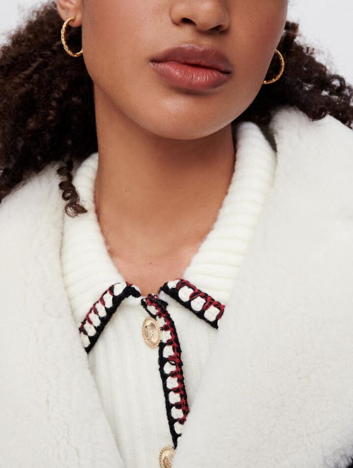Manteau peau de mouton lainée bicolore