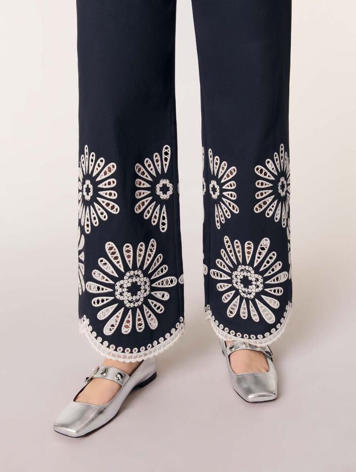 Pants with crochet detail