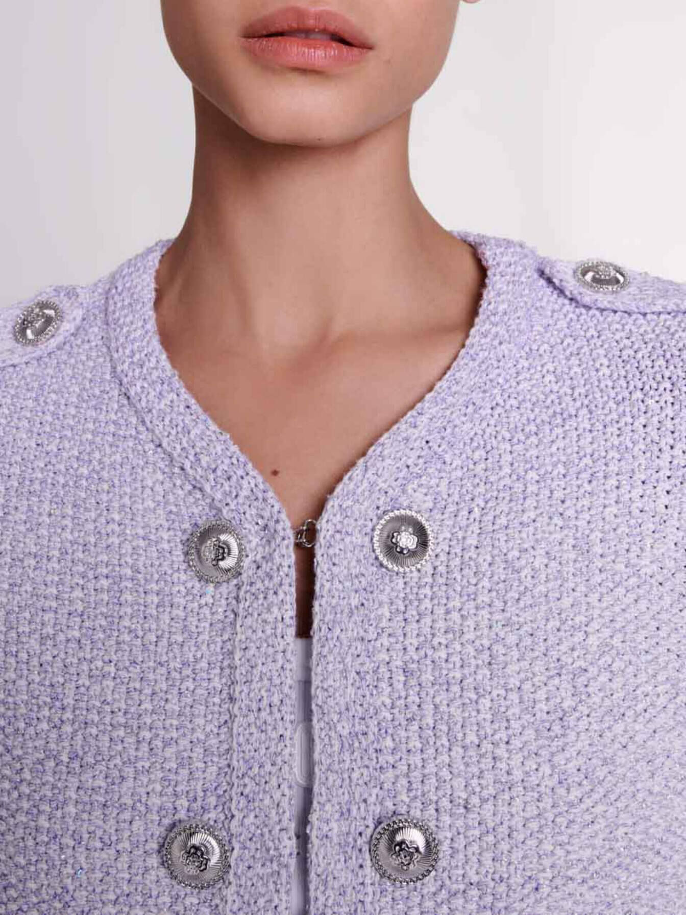 Cropped glitter knit cardigan