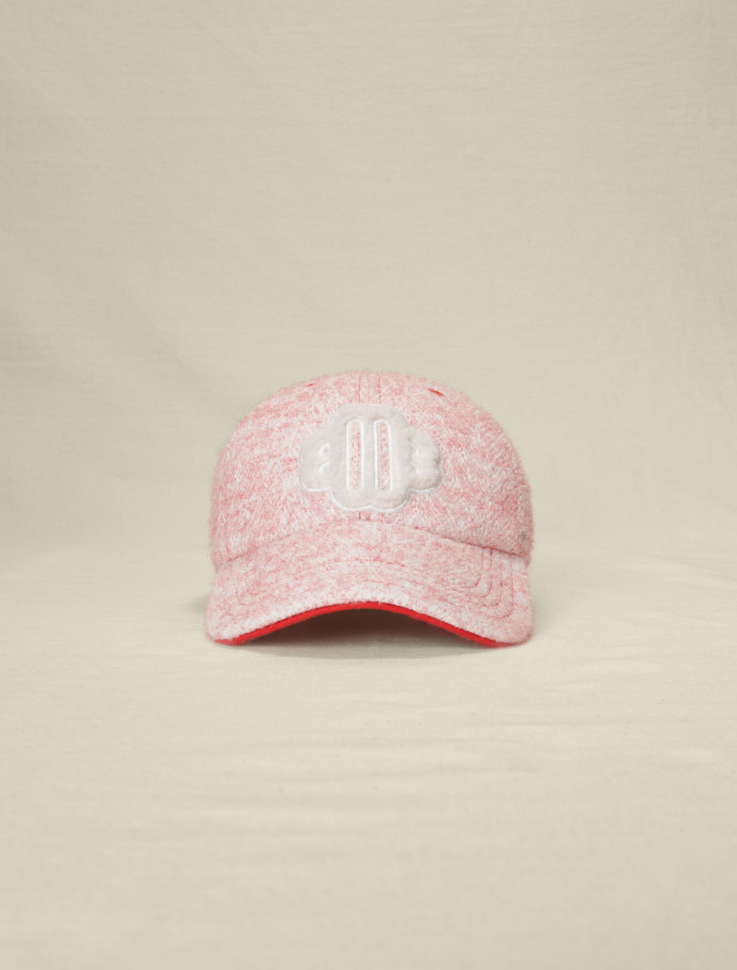 Pink tweed-effect baseball cap
