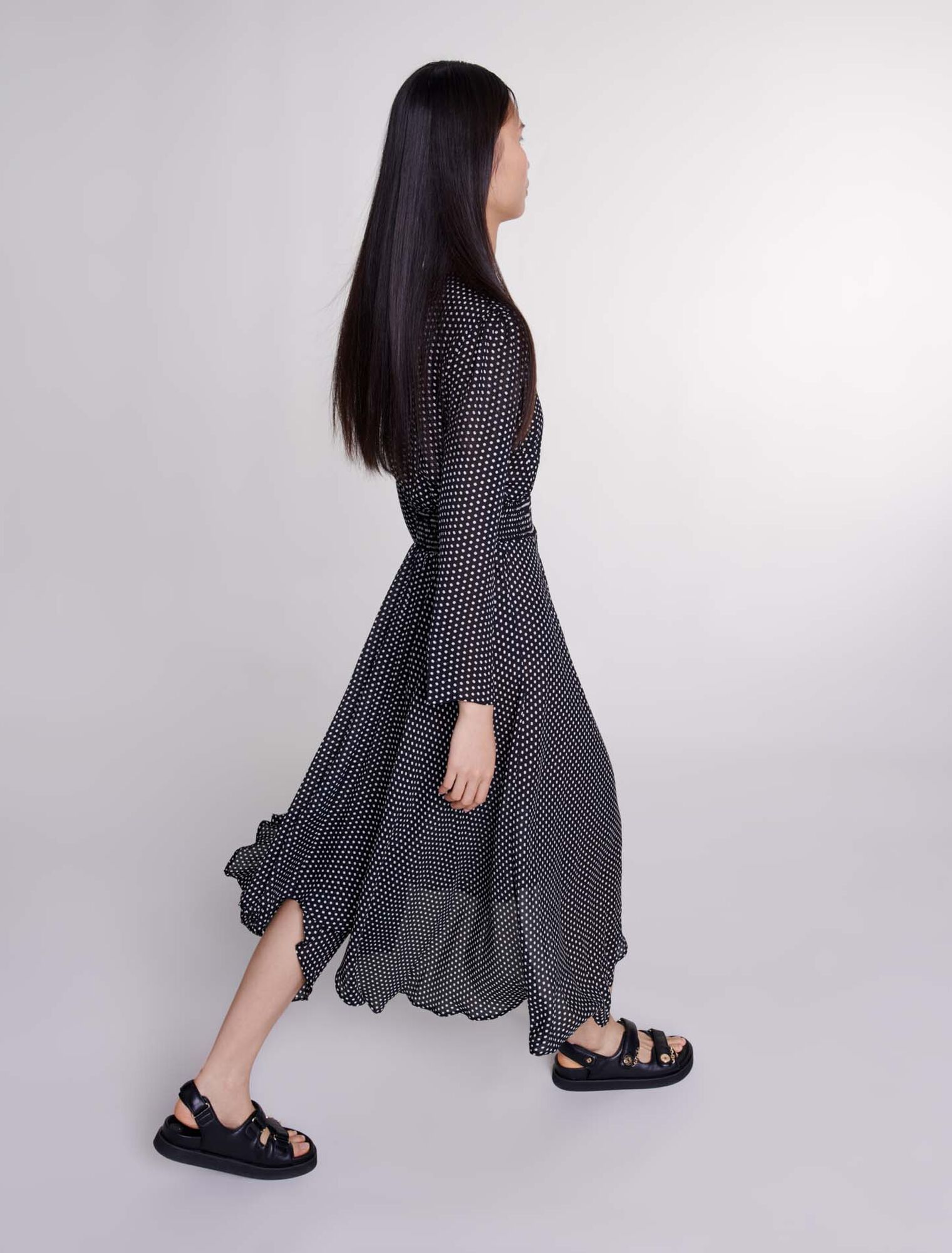 Robe mi-longue à pois