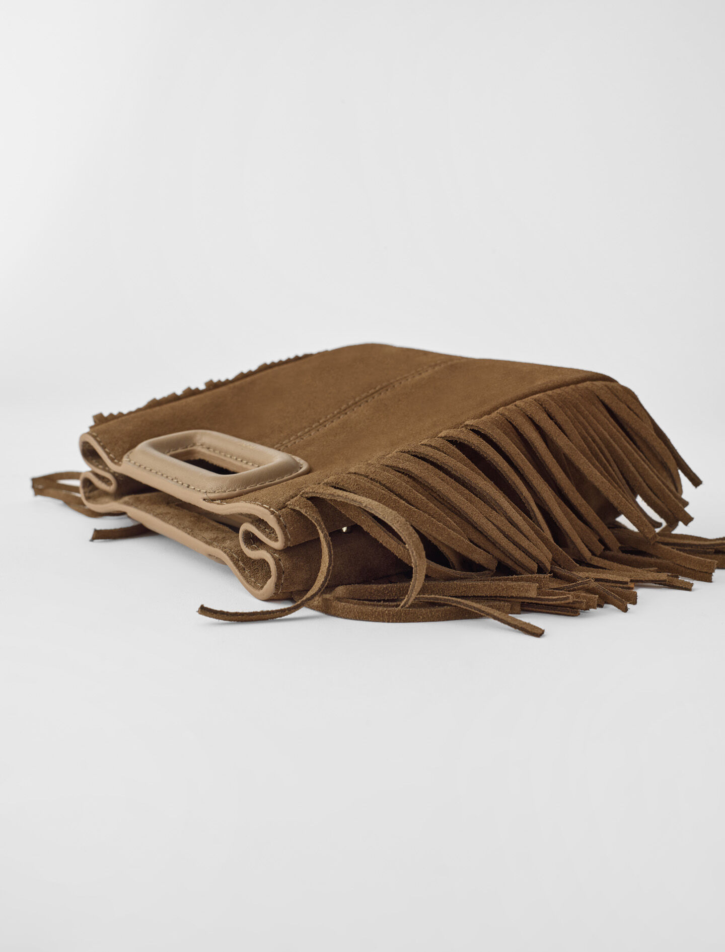 M mini bag in suede leather Brown For Women | Maje