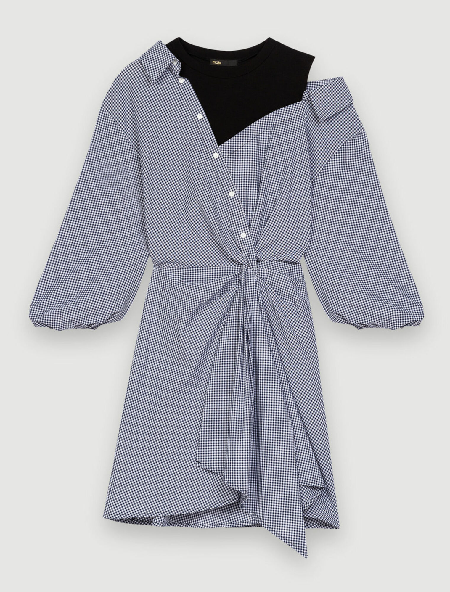 Robe chemise trompe-l'œil à carreaux
