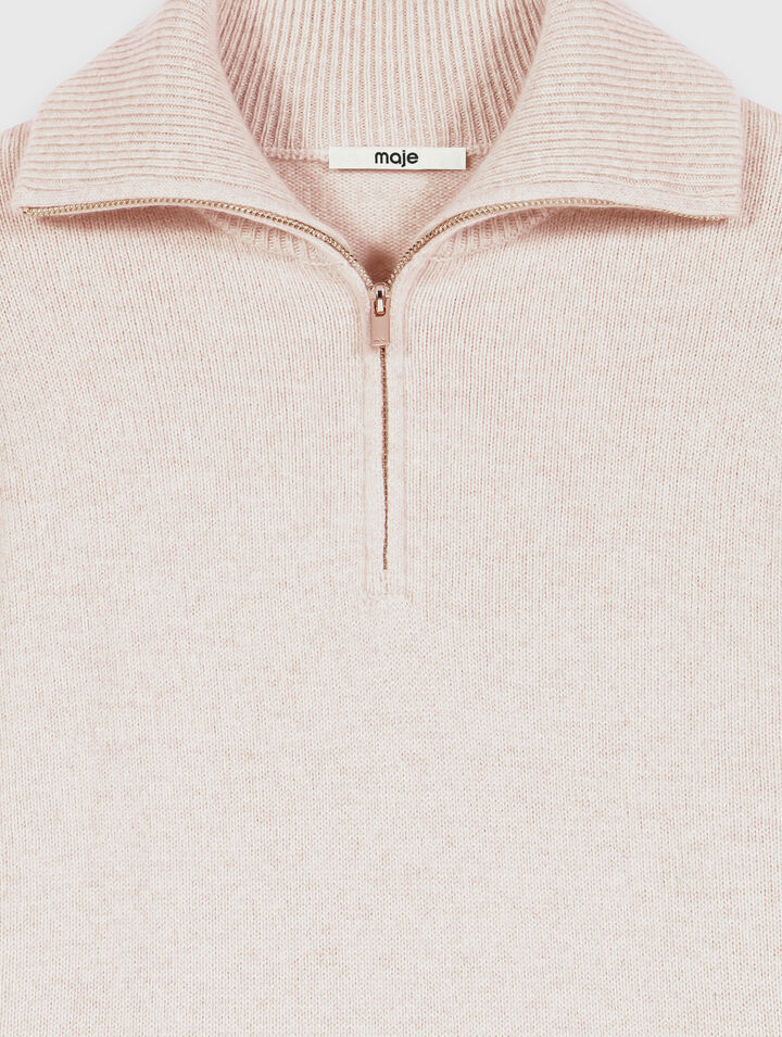 Pull en cachemire avec col zipp&eacute; 