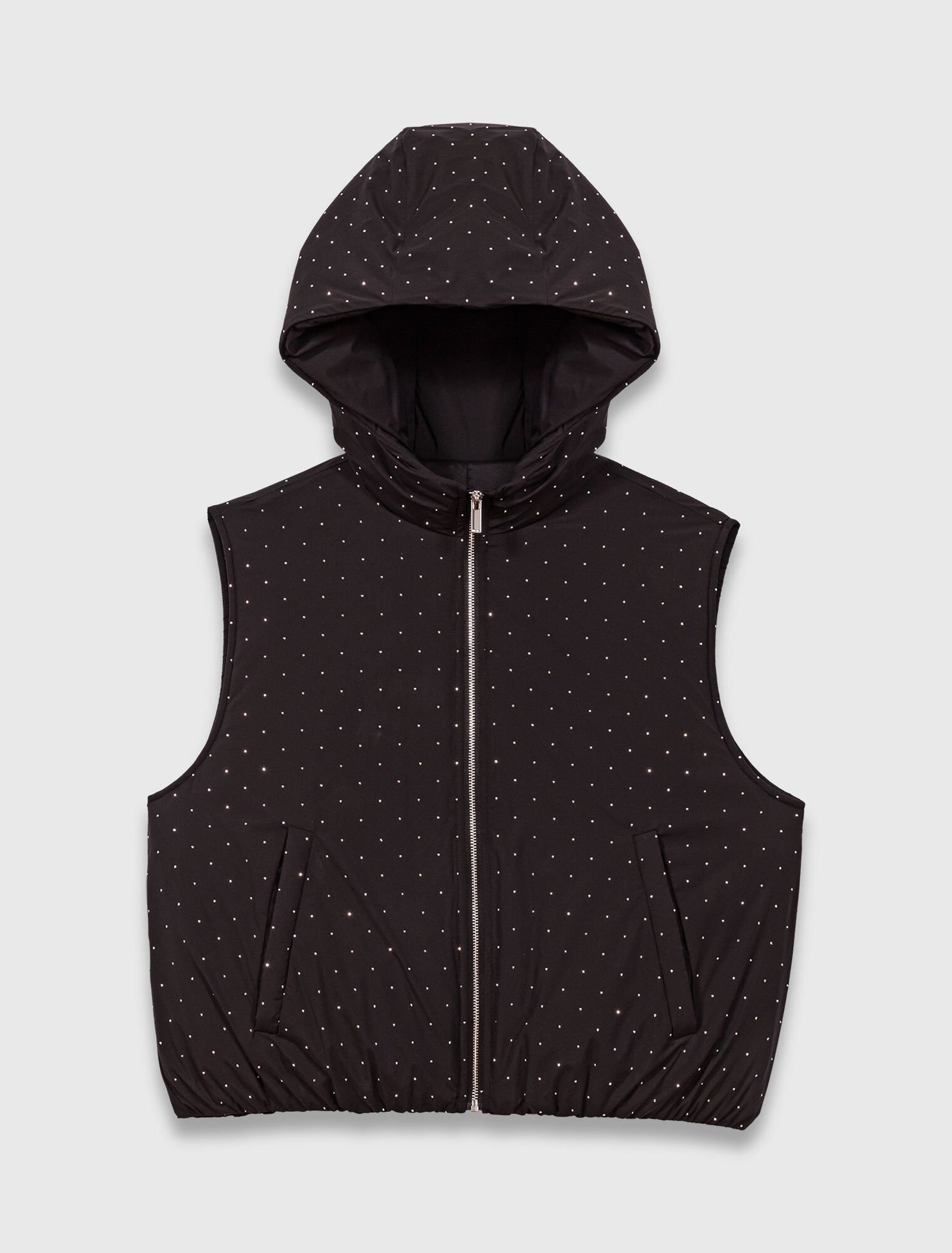 Rhinestone sleeveless puffer vest