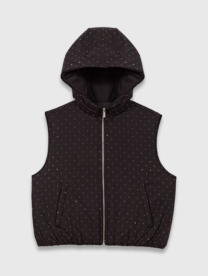 Rhinestone sleeveless puffer vest